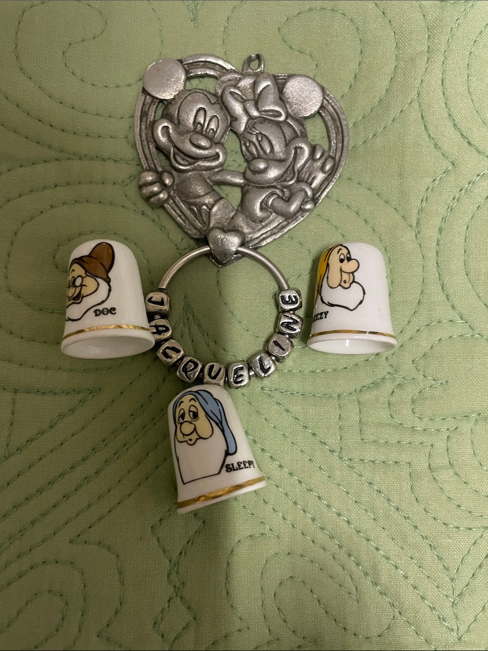 Disney key chain three Disney thimbles all marked Disney
